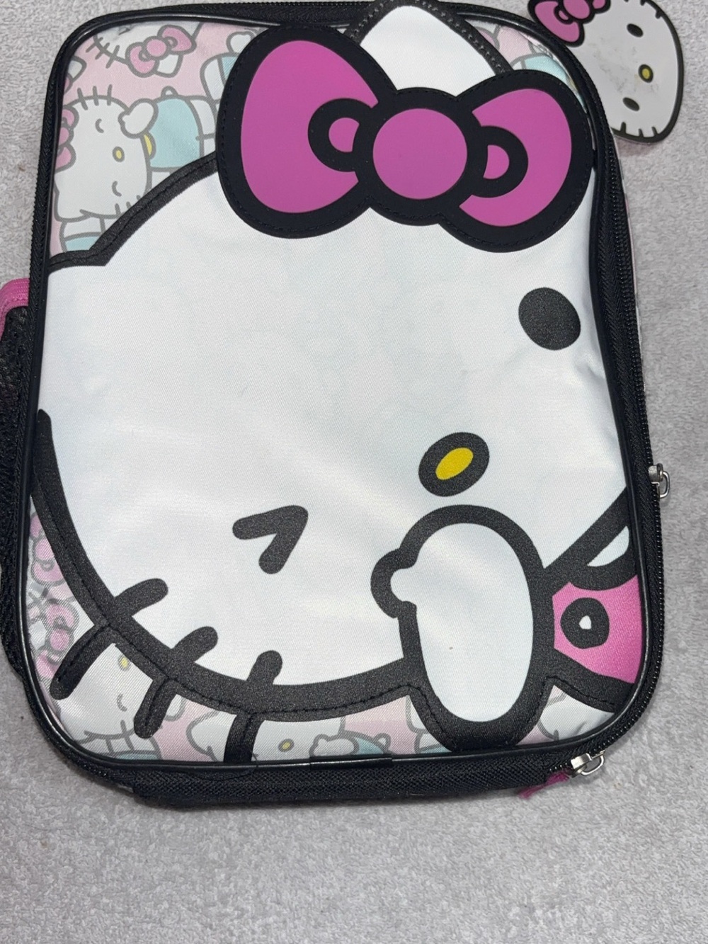 Hello Kitty Pink White Kids Lunch Tote with Bow Graphic